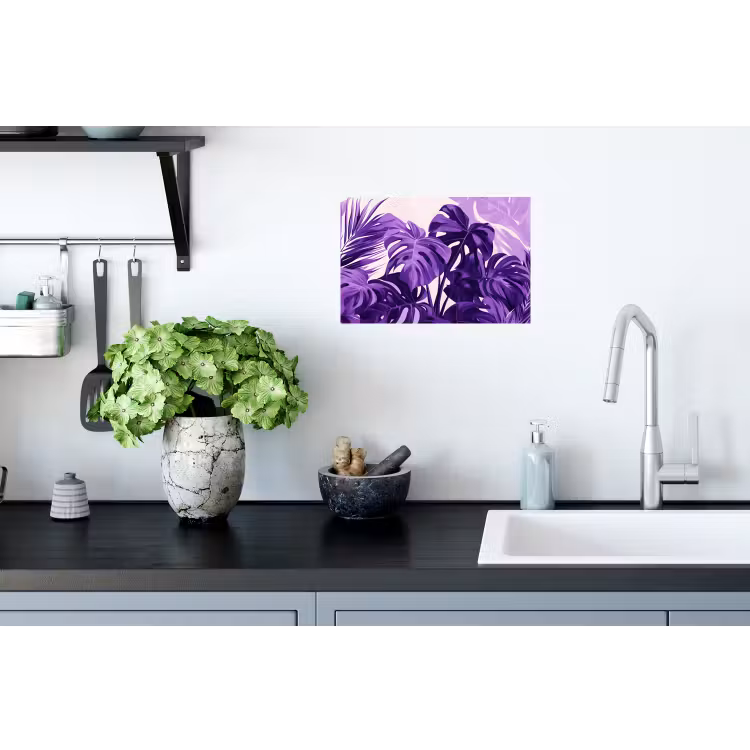 Bladeren - Paars - Tropisch - Abstract Muursticker klein -keuken