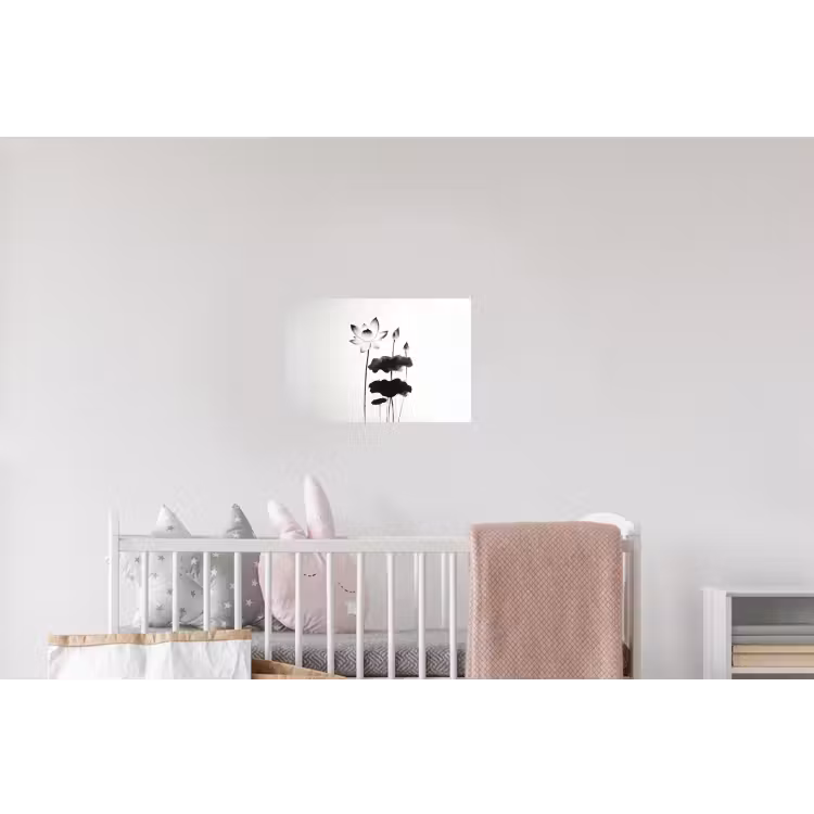 Bladeren - Zwart - Lotusbloem - Minimalitisch Muursticker klein -kinderkamer