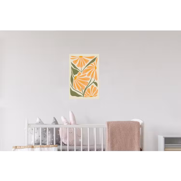 Blaadjes - Zachtoranje - Bloemen Muursticker klein -kinderkamer