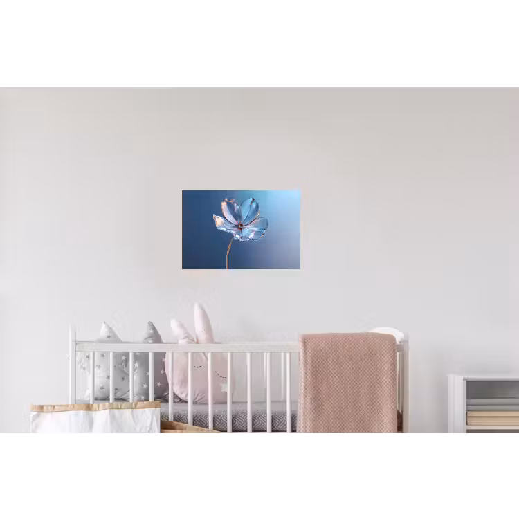 Blauw - Bloem - Glazen - Sierlijk Muursticker klein -kinderkamer