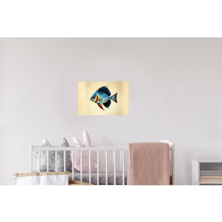 Blauw - Kieuwen - Vis - Illustratie Muursticker klein -kinderkamer