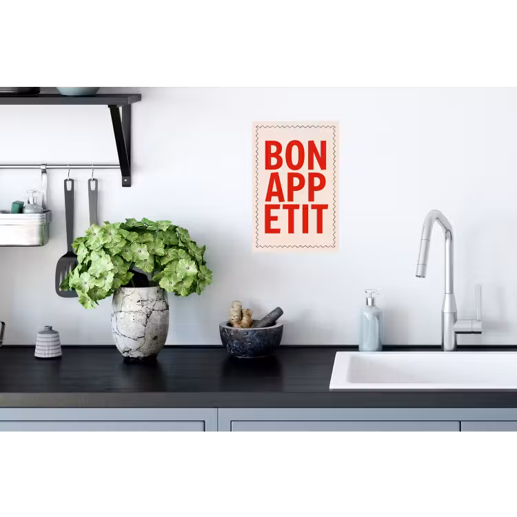 Blokletters - Rood - Kartelrand Muursticker klein -keuken