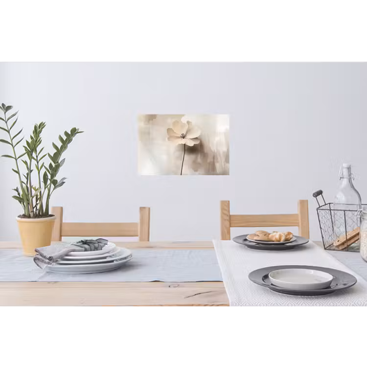 Bloem - Beige - Verf - Schaduw Muursticker klein -eettafel