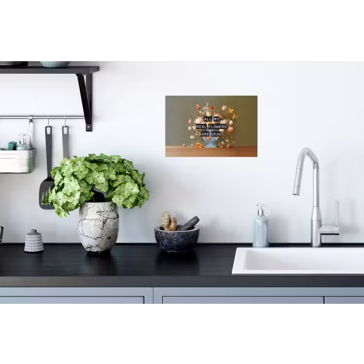 Bloem - Quote - Vintage - Art Muursticker klein -keuken