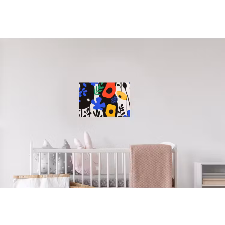 Bloemen - Bladeren - Abstract - Zwart Muursticker klein -kinderkamer