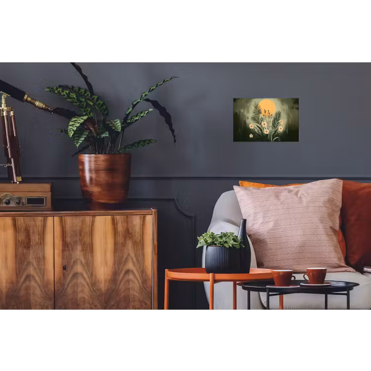 Bloemen - Bladeren - Zon - Groen Muursticker klein -kamerbank