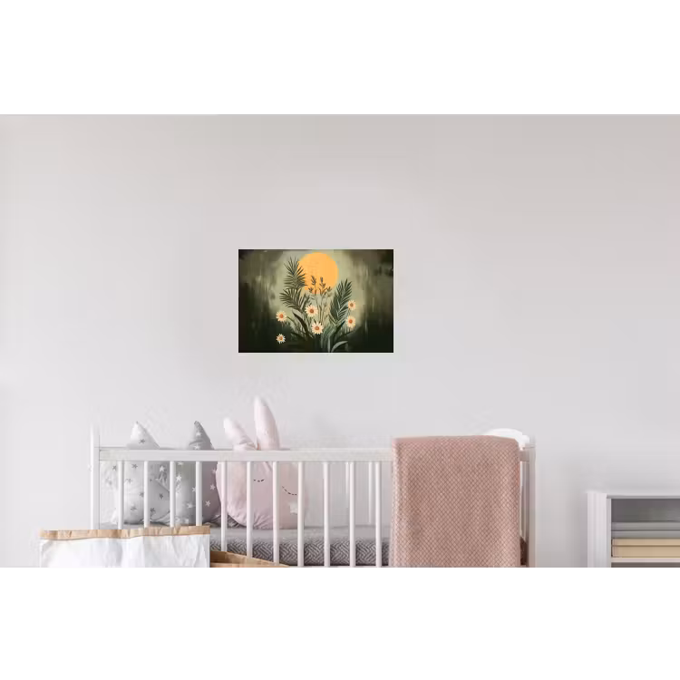 Bloemen - Bladeren - Zon - Groen Muursticker klein -kinderkamer