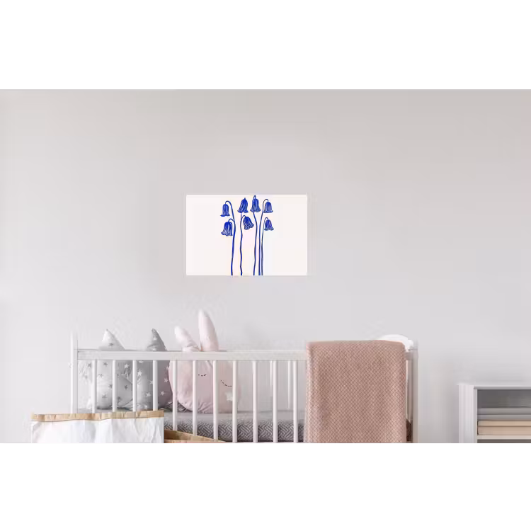 Bloemen - Blauw - Lijnen - Bloemblaadjes Muursticker klein -kinderkamer