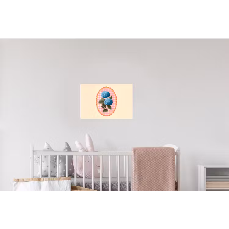 Bloemen - Blauw - Lijst - Bladeren Muursticker klein -kinderkamer