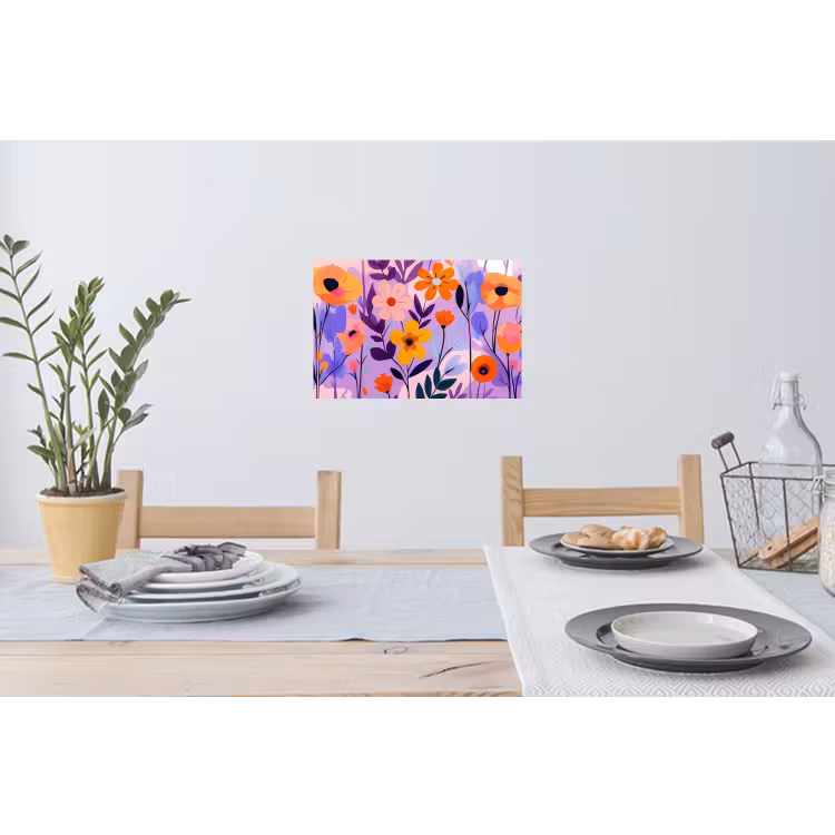 Bloemen - Kleurrijk - Bladeren Muursticker klein -eettafel