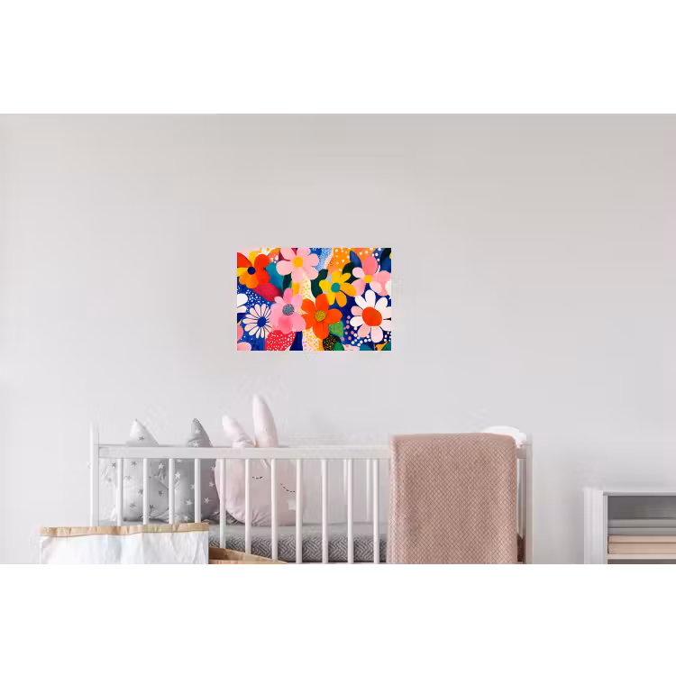 Bloemen - Kleurrijk - Stippen Muursticker klein -kinderkamer