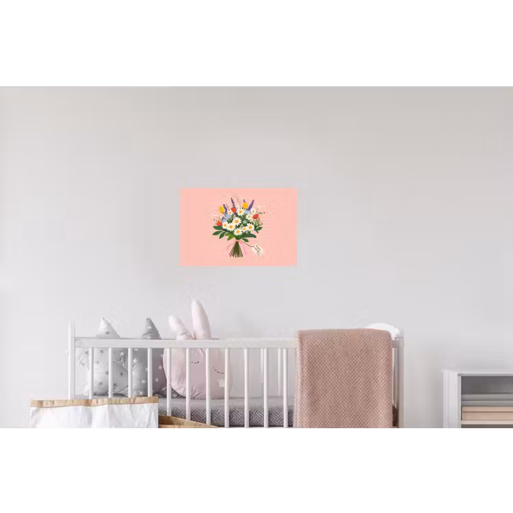 Bloemen - Lint - Kaartje Muursticker klein -kinderkamer