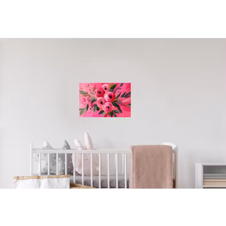 Bloemen - Verf - Roze Muursticker klein -kinderkamer