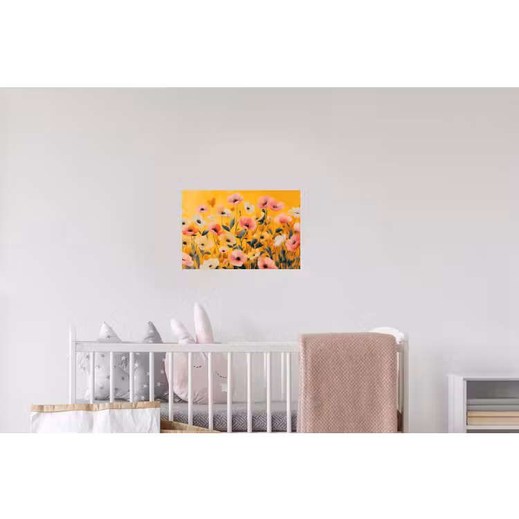 Bloemen - Veld - Geel Muursticker klein -kinderkamer