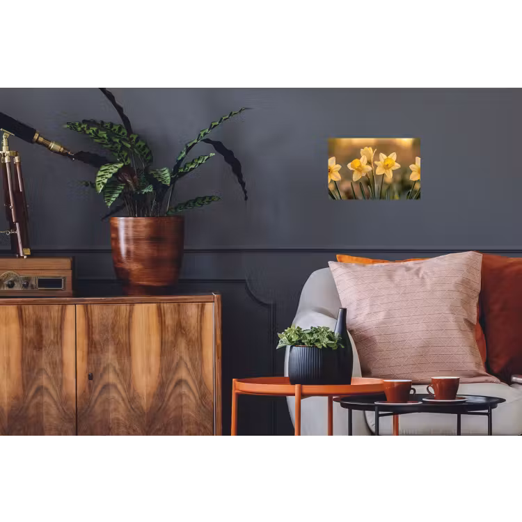 Bloemen - Geel - Wazig Muursticker klein -kamerbank