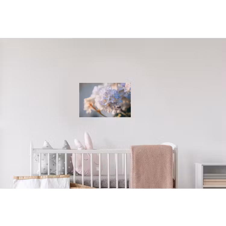 Bloemen - Lichtblauw - Wazig - Trosje Muursticker klein -kinderkamer
