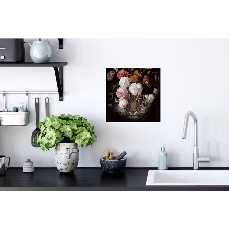 Bloemen - Jan Davidsz de Heem - Tijger - Schilderij - Stilleven - Oude meesters Muursticker klein -keuken