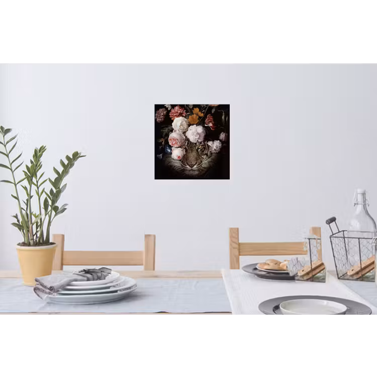 Bloemen - Jan Davidsz de Heem - Tijger - Schilderij - Stilleven - Oude meesters Muursticker klein -eettafel