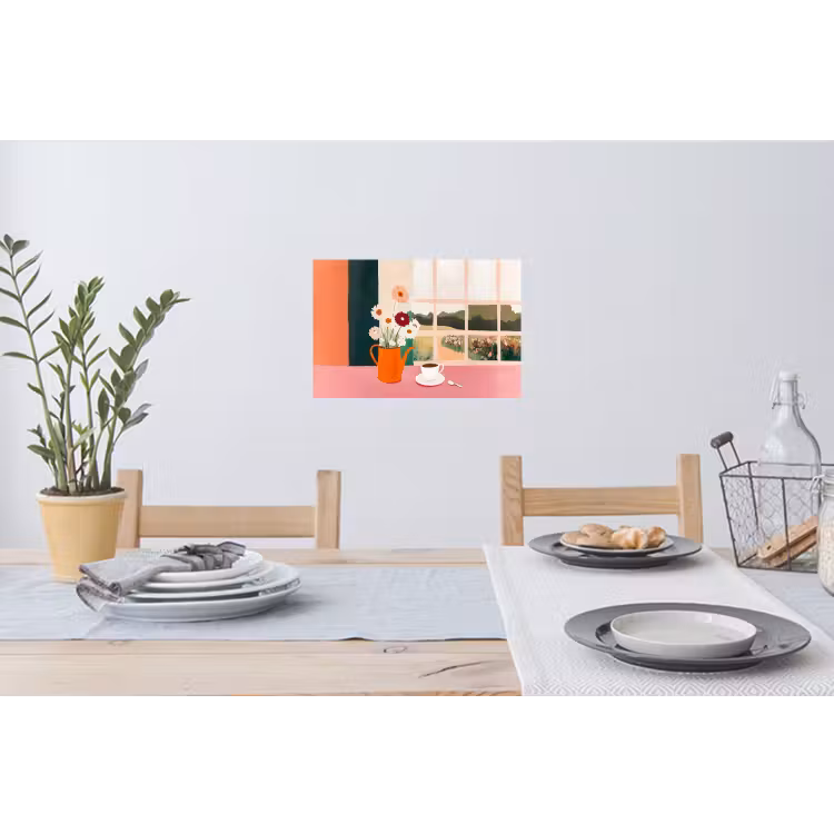 Bloemen - Koffie - Raam Muursticker klein -eettafel