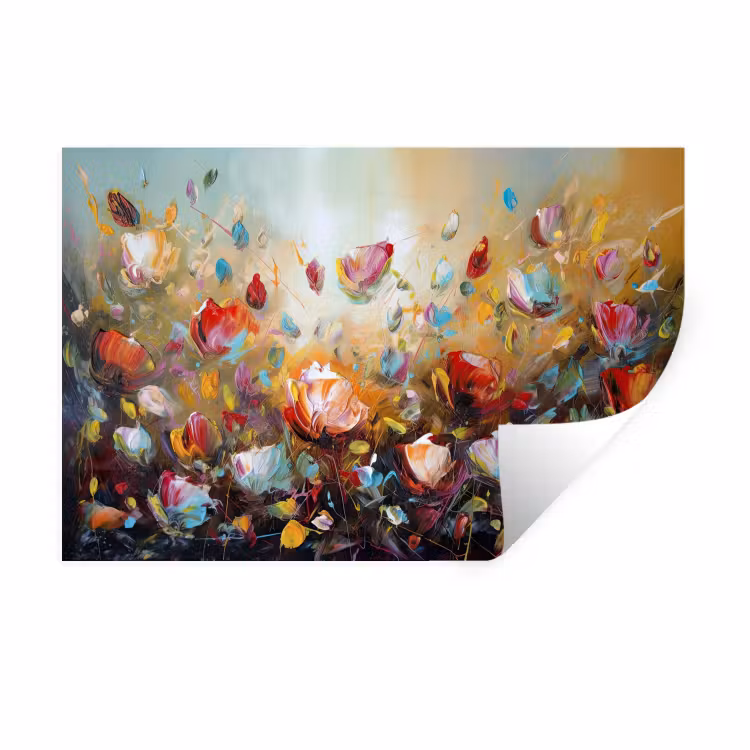 Bloemen - Kunst - Natuur - Olieverf Muursticker klein -3d