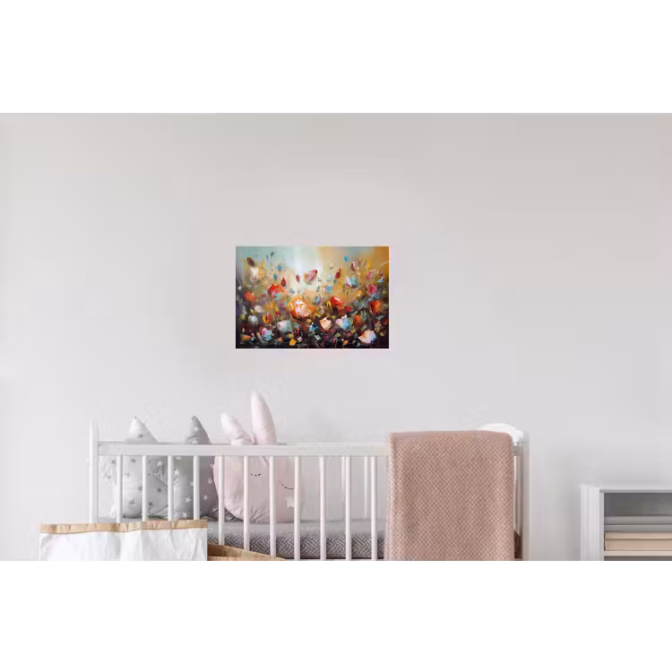 Bloemen - Kunst - Natuur - Olieverf Muursticker klein -kinderkamer