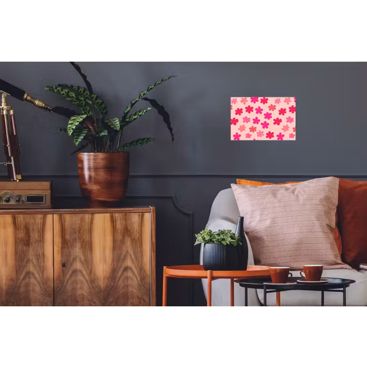 Bloemen - Patroon - Roze Muursticker klein -kamerbank