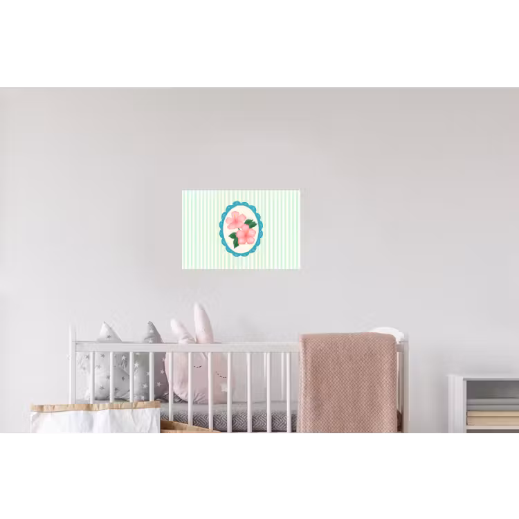 Bloemen - Ovaal - Strepen - Groen Muursticker klein -kinderkamer