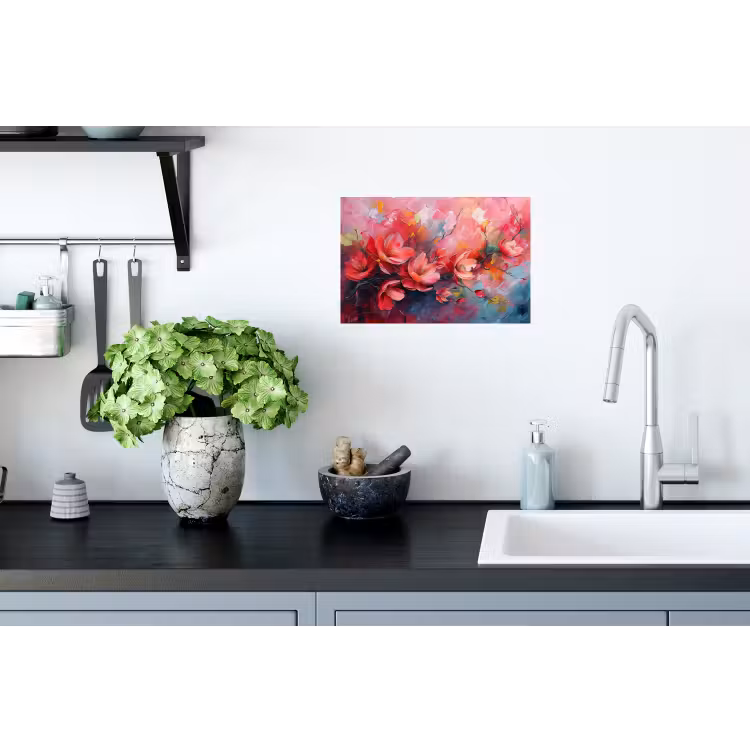 Bloemen - Roze - Watercolor - Natuur- Kunst Muursticker klein -keuken