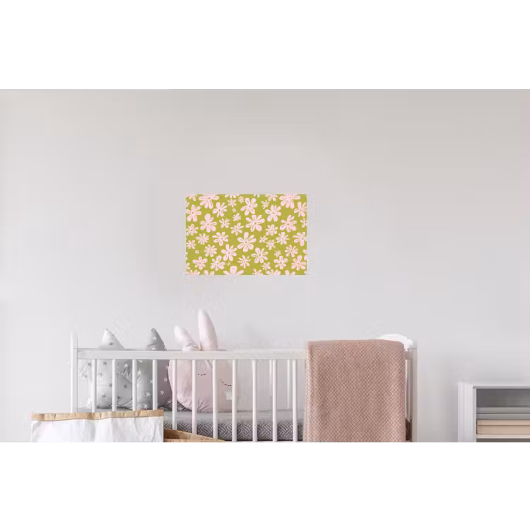 Bloemen - Roze - Getekend - Patroon Muursticker klein -kinderkamer