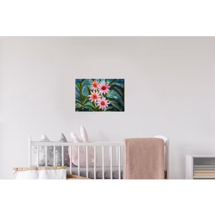 Bloemen - Roze - Glasmozaïek Muursticker klein -kinderkamer