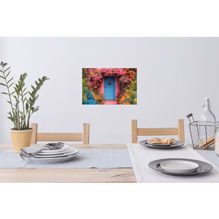 Bloemen - Deur - Roze Muursticker klein -eettafel