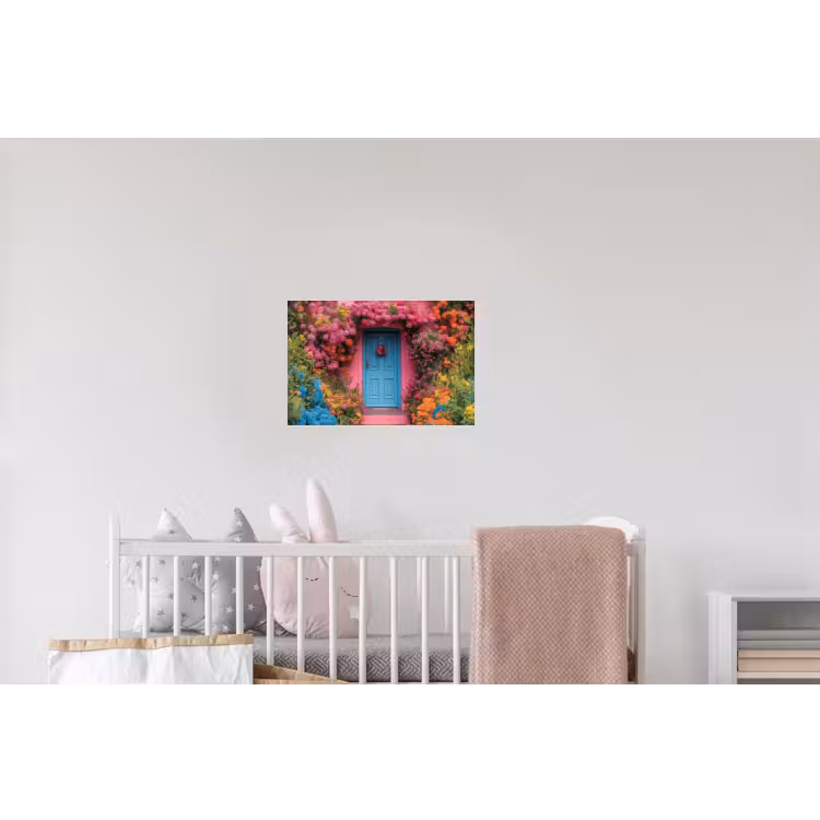 Bloemen - Deur - Roze Muursticker klein -kinderkamer