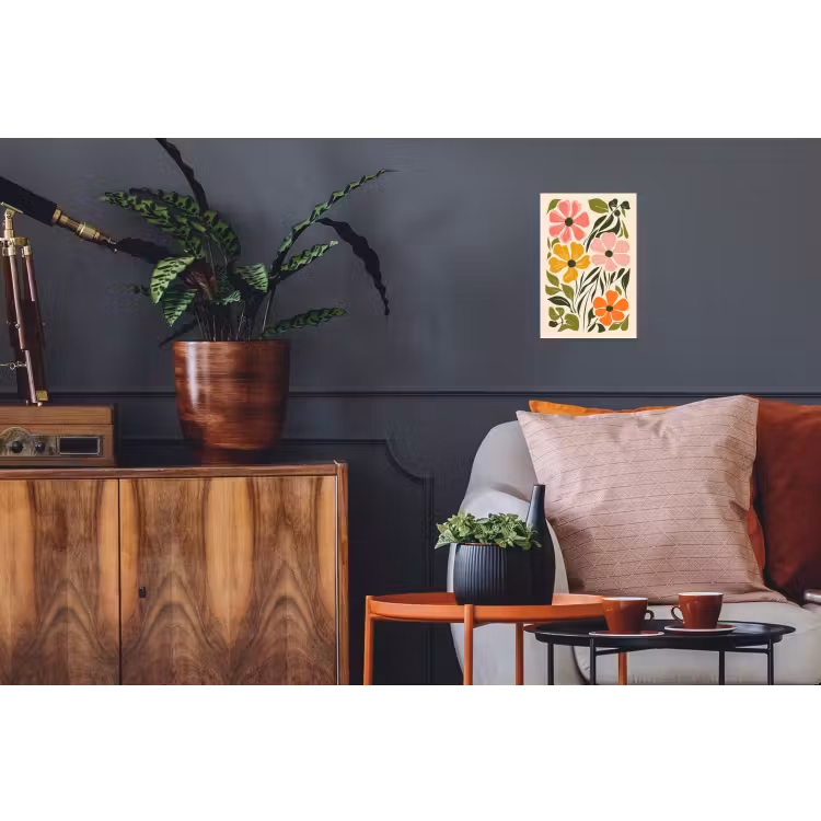 Bloemen - Speels - Kleurrijk Muursticker klein -kamerbank
