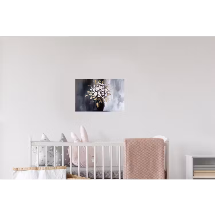 Bloemen - Wit - Vaas - Abstract Muursticker klein -kinderkamer