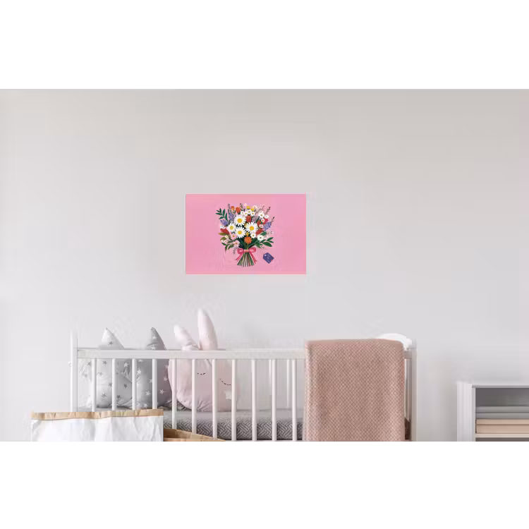 Bloemen - Quote - Kaartje - Kleurrijk Muursticker klein -kinderkamer