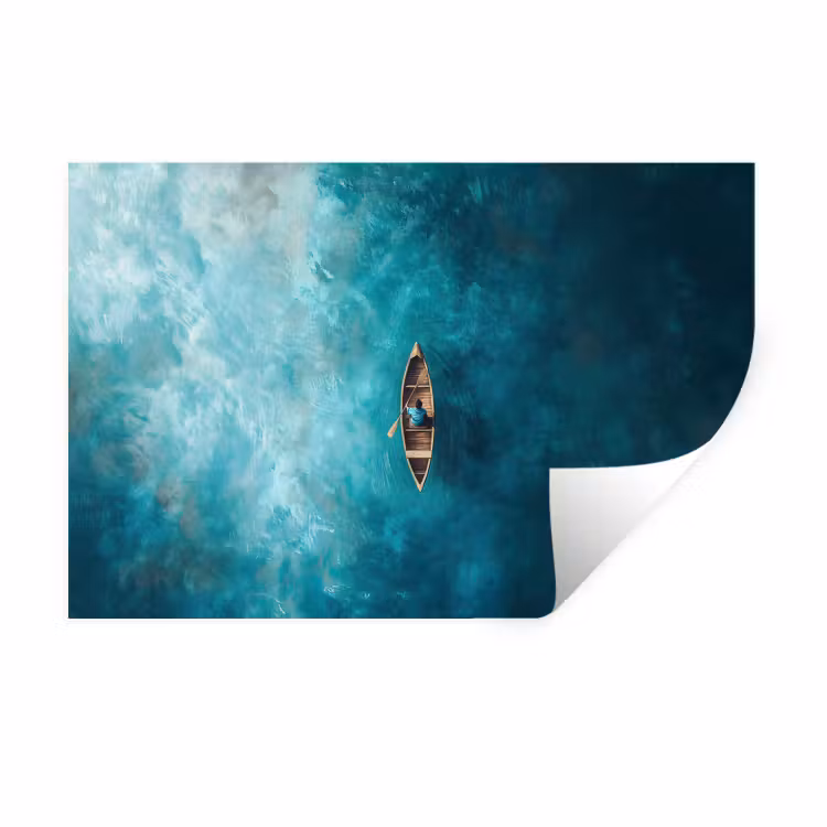Bootje - Water - Blauw Muursticker klein -3d
