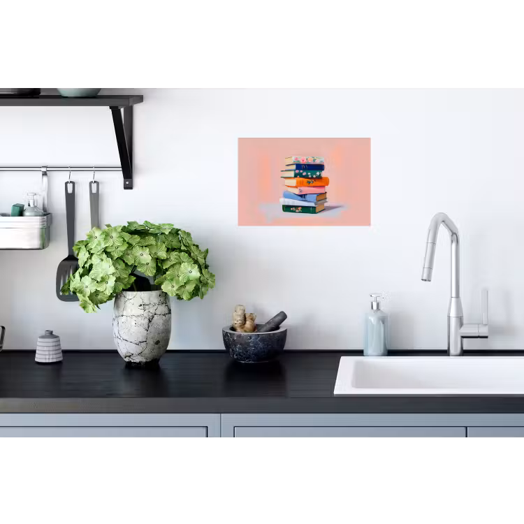 Boeken - Stapel - Kleurrijk Muursticker klein -keuken