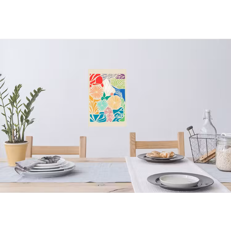 Kleurrijk - Abstract - Bloemen - Patronen Muursticker klein -eettafel