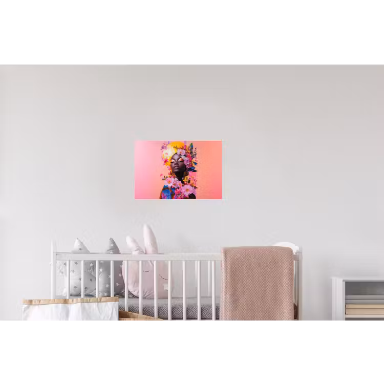 Kleurrijk - Bloemen - Vrouw - Zon Muursticker klein -kinderkamer