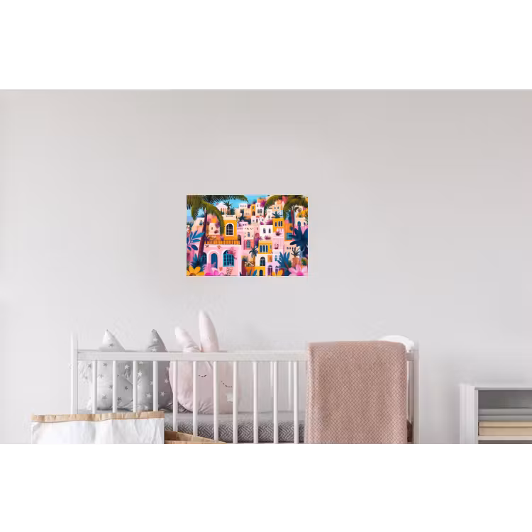 Kleurrijk - Roze - Oranje - Geel - Bloemen Muursticker klein -kinderkamer