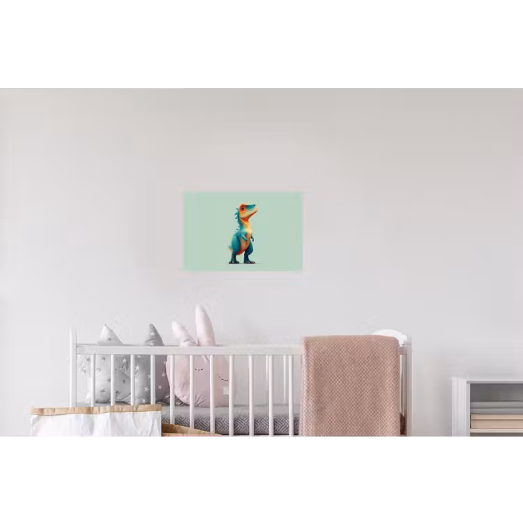 Cartoon - Dino - Oranje - Stekels Muursticker klein -kinderkamer
