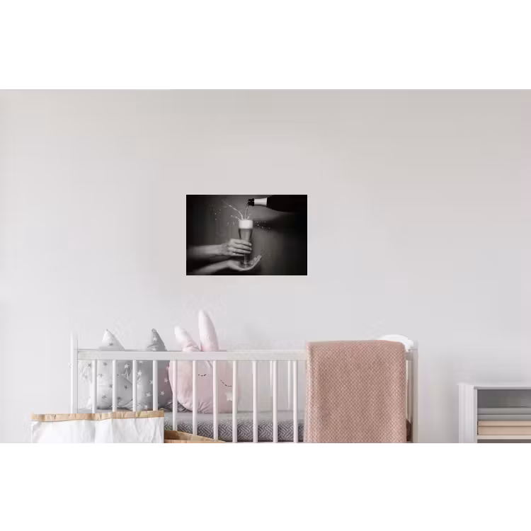 Champagnefles - Glas - Minimalistisch - Spetters Muursticker klein -kinderkamer