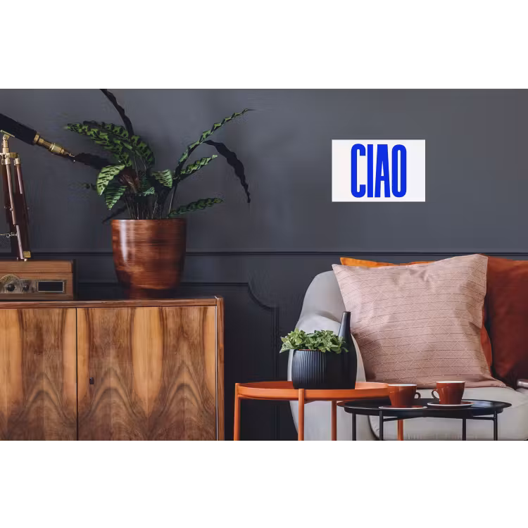 Ciao - Hoofdletters - Blauw - Minimalistisch Muursticker klein -kamerbank