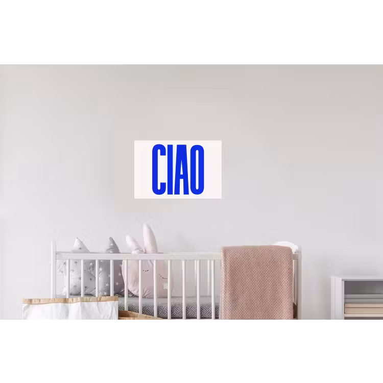 Ciao - Hoofdletters - Blauw - Minimalistisch Muursticker klein -kinderkamer