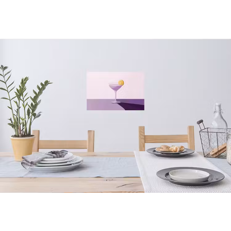 Cocktail - Paars - Minimalistisch - Citroen Muursticker klein -eettafel