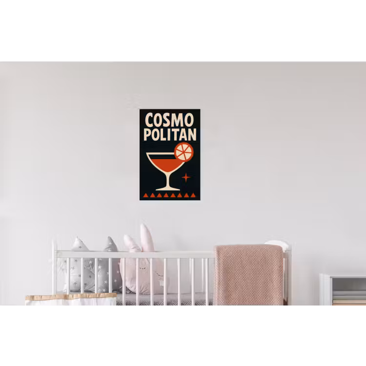 Cocktail - Zwart - Illustratie Muursticker klein -kinderkamer