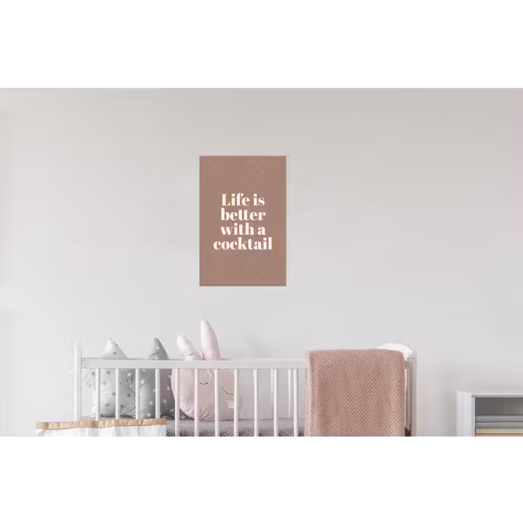 Cocktail - Tekst - Patroon - Wit Muursticker klein -kinderkamer