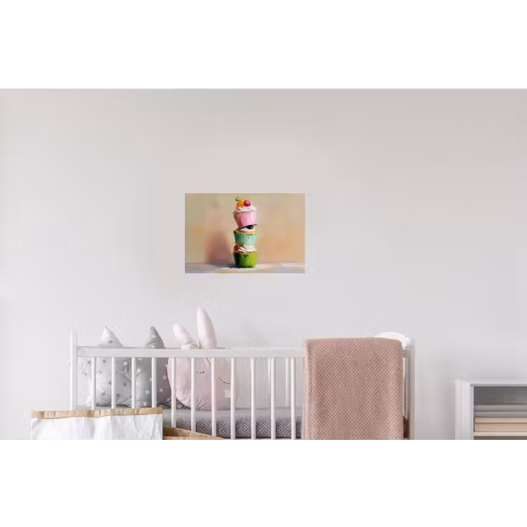 Cupcakes - Gestapeld - Kleurrijk - Fruit Muursticker klein -kinderkamer