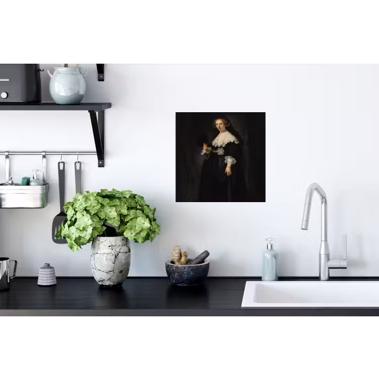 Het huwelijksportret van Oopjen Coppit - Rembrandt van Rijn Muursticker klein -keuken