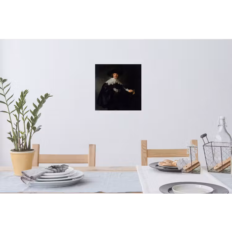 Het huwelijksportret van Marten Soolmans - Rembrandt van Rijn Muursticker klein -eettafel